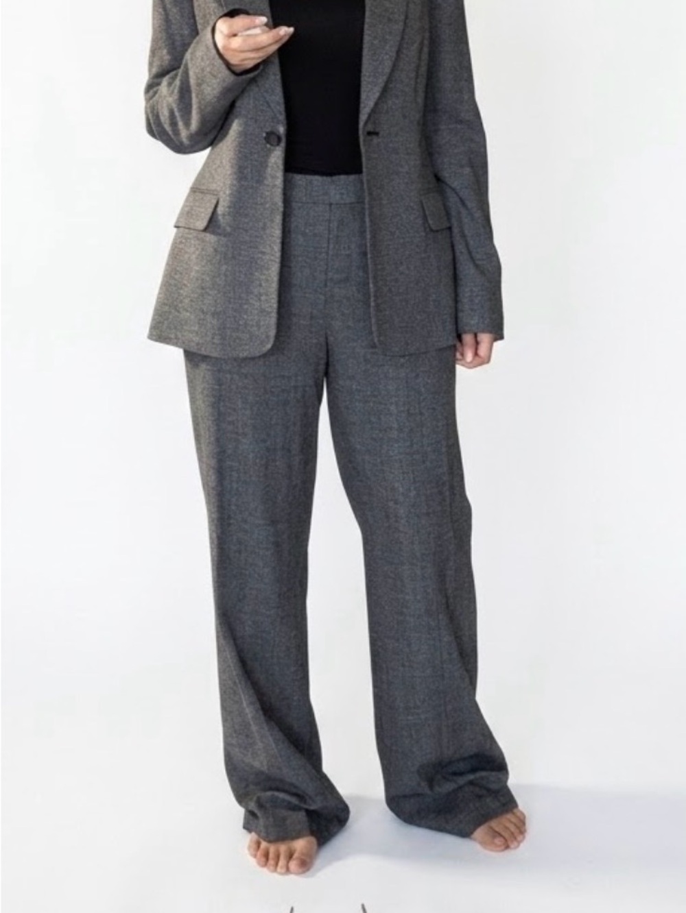 Calvin Klein Classic Wide-Leg Womens pans in Charcoal Gray